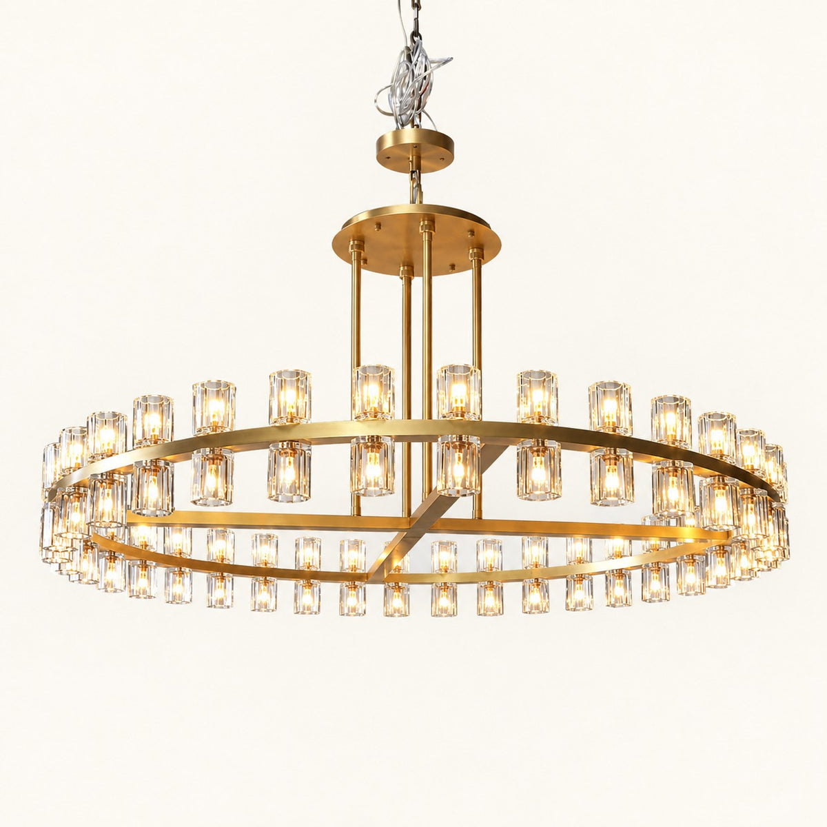Two-Tier Crystal Cylinder Ring Chandelier