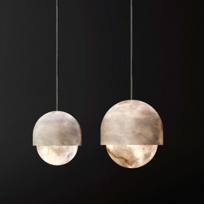 Torvenne Sculpted Alabaster and Brass Pendant Light