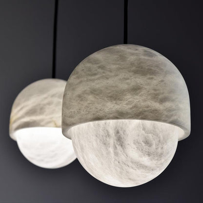 Torvenne Sculpted Alabaster and Brass Pendant Light