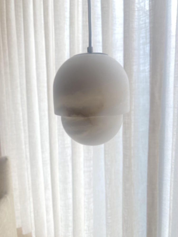 Torvenne Sculpted Alabaster and Brass Pendant Light