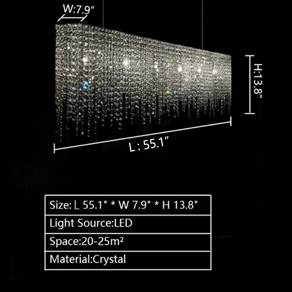 Torvenne Rectangular K9 Crystal Chandelier for Dining Room