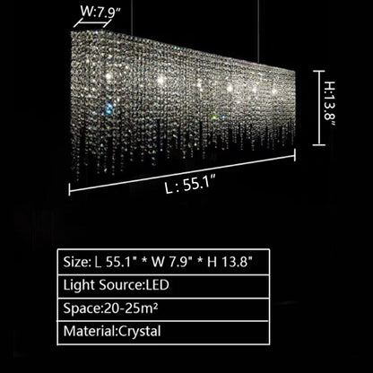 Torvenne Rectangular K9 Crystal Chandelier for Dining Room