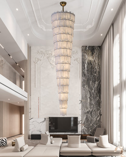 Modern Alabaster Stairwell Chandelier for High Ceilings