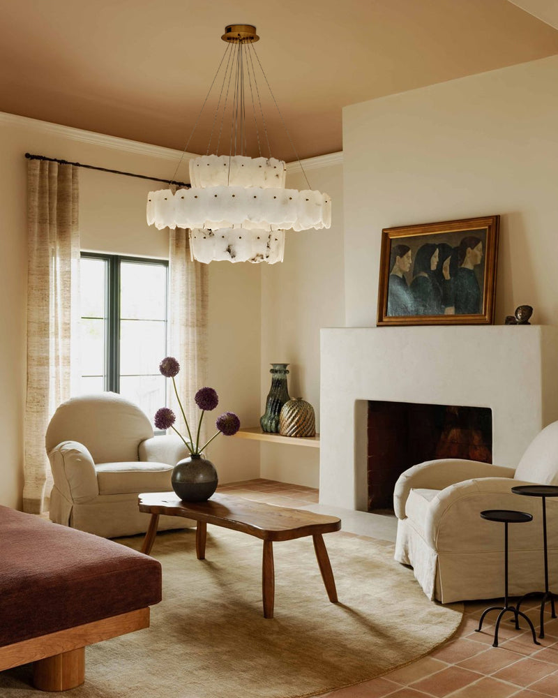 Luxury Tiered Alabaster Staircase Chandelier