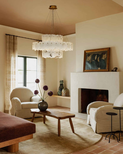 Luxury Tiered Alabaster Staircase Chandelier