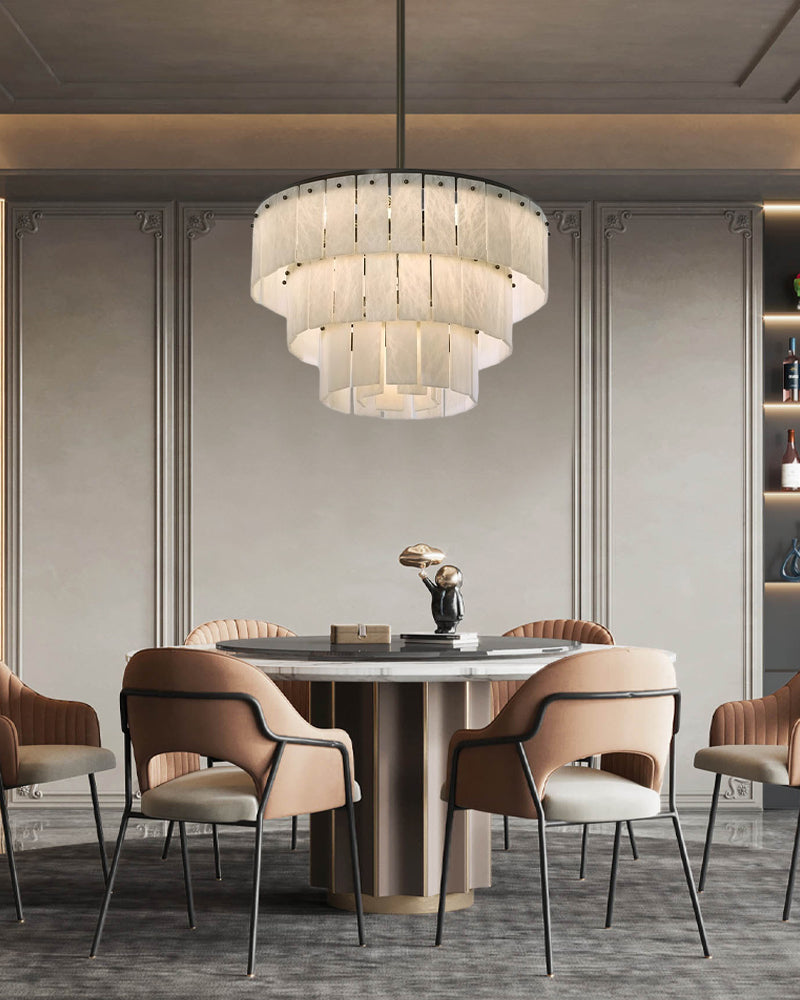Modern Alabaster Stairwell Chandelier for High Ceilings