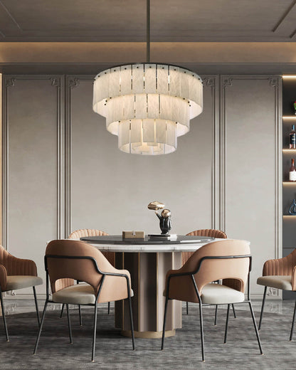 Modern Alabaster Stairwell Chandelier for High Ceilings