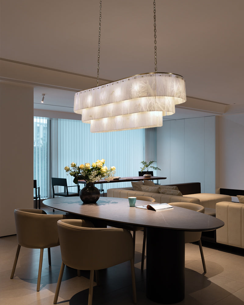 Modern Alabaster Stairwell Chandelier for High Ceilings