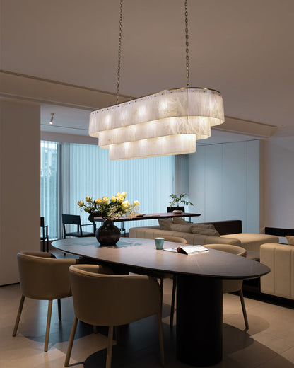 Modern Alabaster Stairwell Chandelier for High Ceilings
