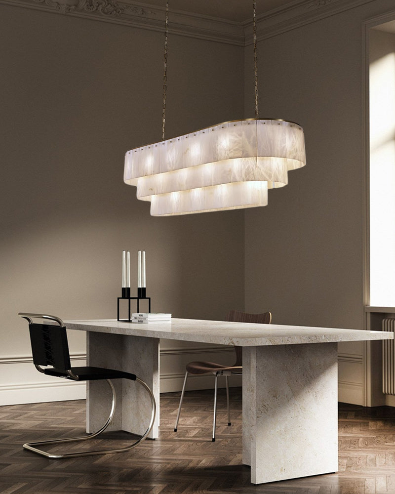 Modern Alabaster Stairwell Chandelier for High Ceilings