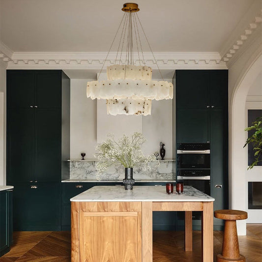 Luxury Tiered Alabaster Staircase Chandelier