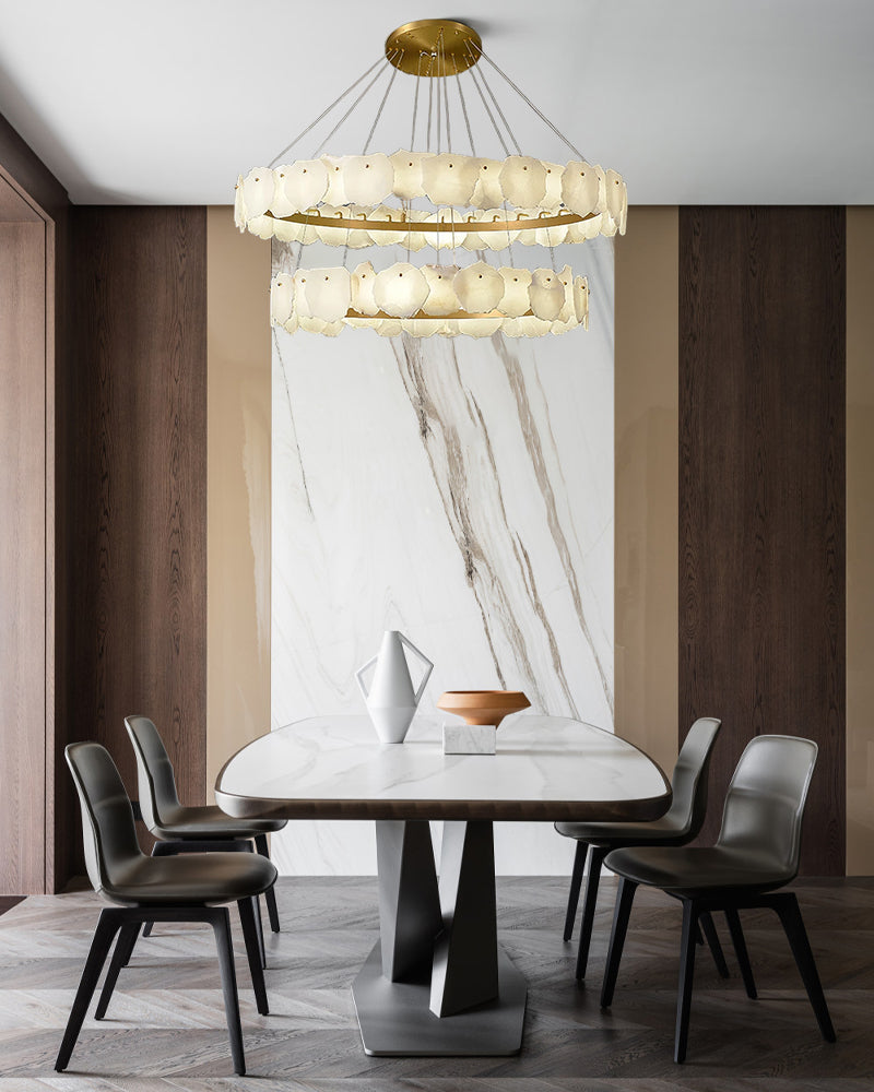 Luxury Tiered Alabaster Staircase Chandelier
