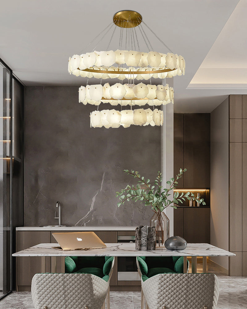 Luxury Tiered Alabaster Staircase Chandelier