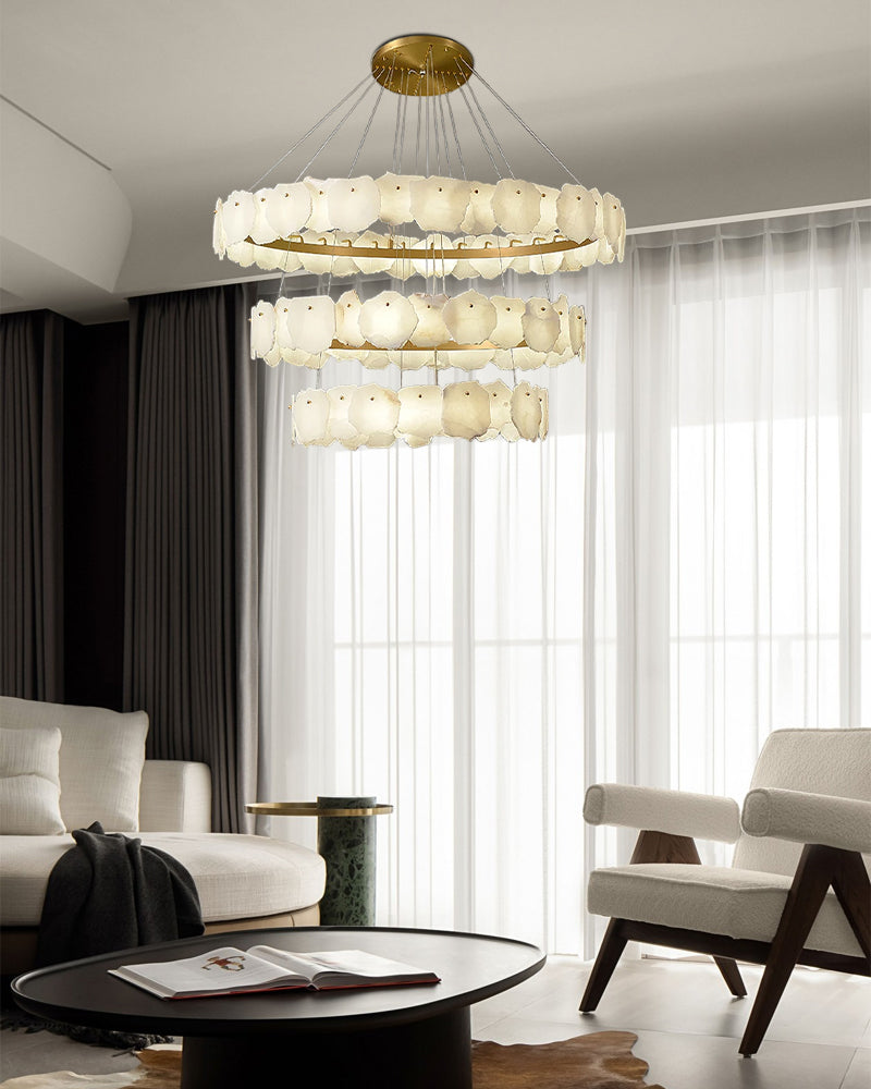 Luxury Tiered Alabaster Staircase Chandelier
