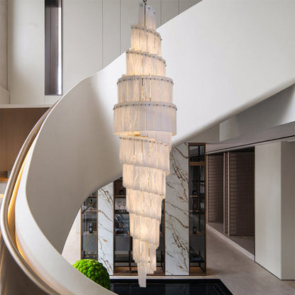 Modern Alabaster Stairwell Chandelier for High Ceilings