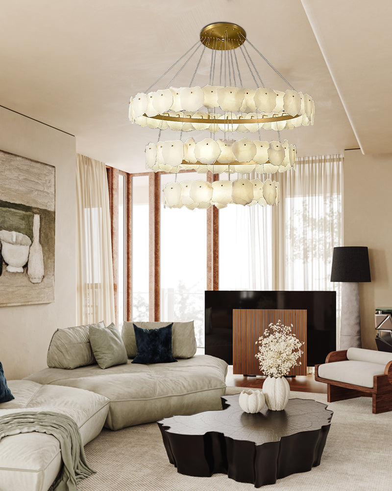 Luxury Tiered Alabaster Staircase Chandelier