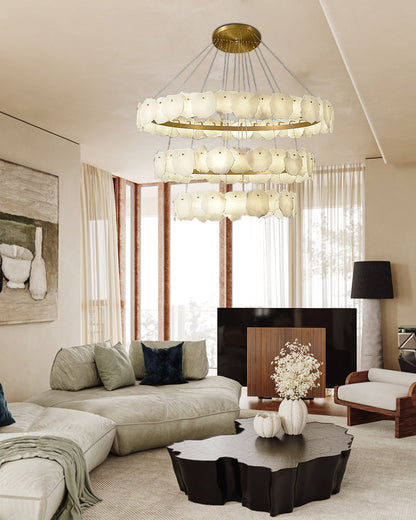 Luxury Tiered Alabaster Staircase Chandelier