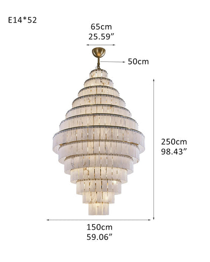 Modern Alabaster Stairwell Chandelier for High Ceilings