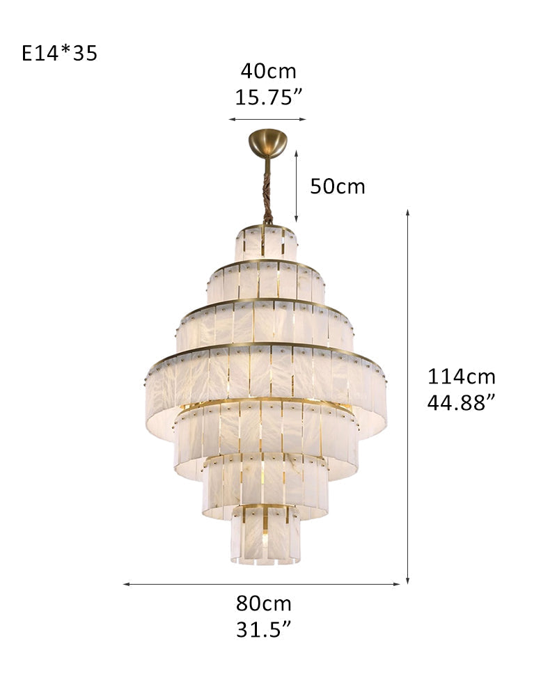 Modern Alabaster Stairwell Chandelier for High Ceilings