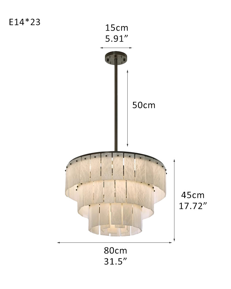 Modern Alabaster Stairwell Chandelier for High Ceilings