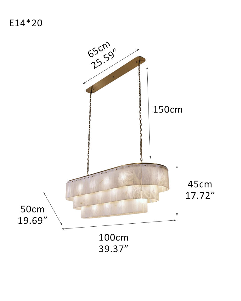 Modern Alabaster Stairwell Chandelier for High Ceilings