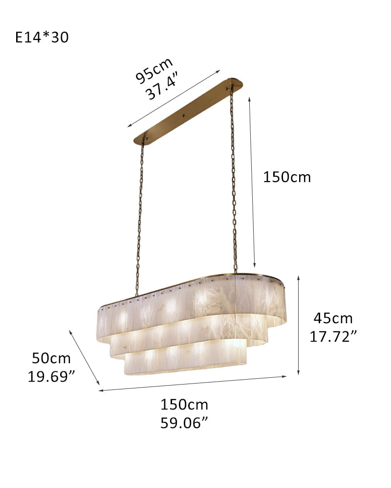 Modern Alabaster Stairwell Chandelier for High Ceilings