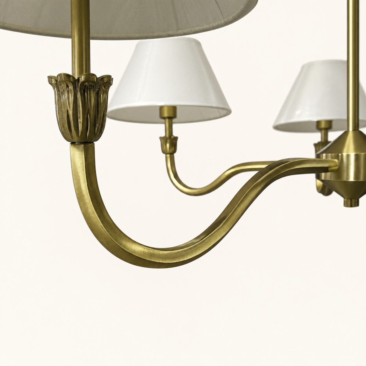 Antique Brass 5-Light Chandelier with Pleated Shades