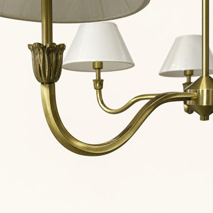 Antique Brass 5-Light Chandelier with Pleated Shades