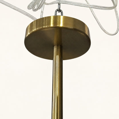 Antique Brass 5-Light Chandelier with Pleated Shades
