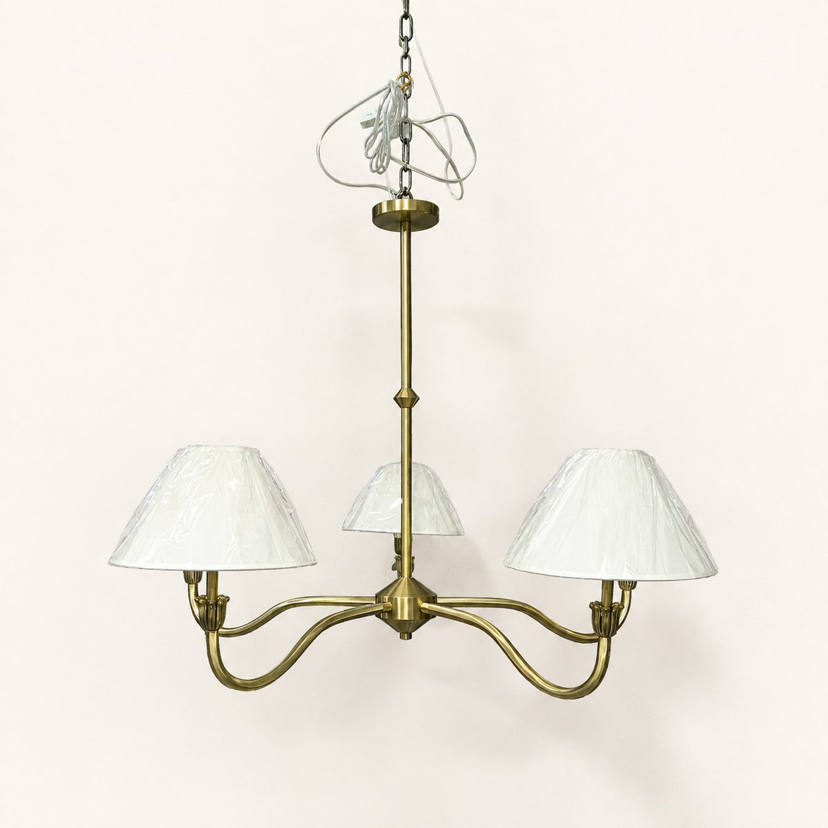 Antique Brass 5-Light Chandelier with Pleated Shades