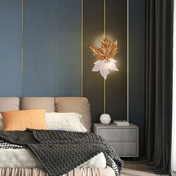 Maple Leaf Brass Wall Sconce