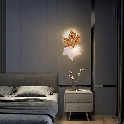 Maple Leaf Brass Wall Sconce