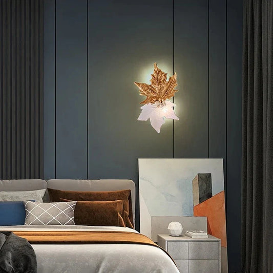 Maple Leaf Brass Wall Sconce