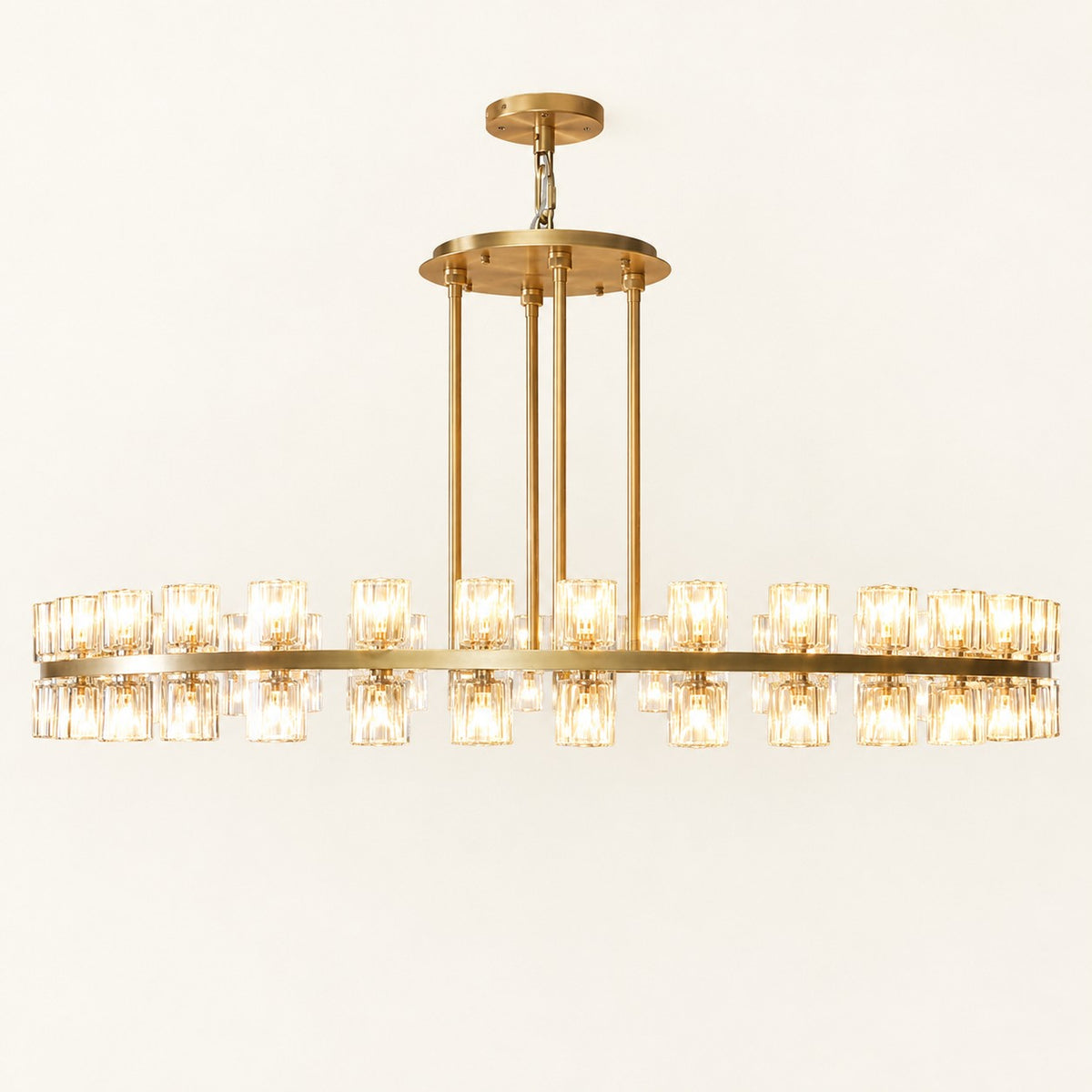 Two-Tier Crystal Cylinder Ring Chandelier