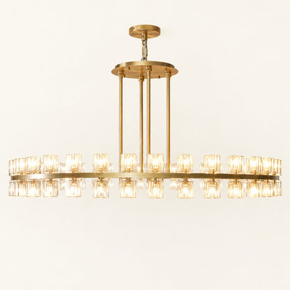 Two-Tier Crystal Cylinder Ring Chandelier