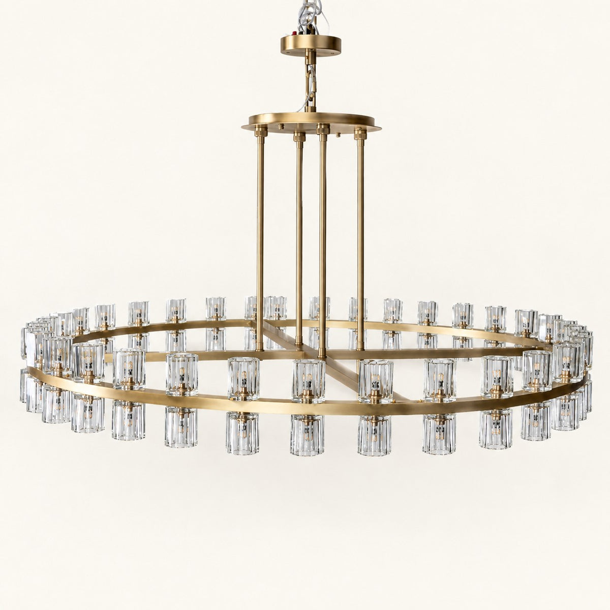 Two-Tier Crystal Cylinder Ring Chandelier