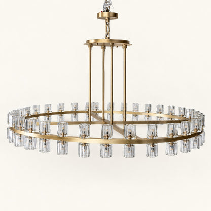 Two-Tier Crystal Cylinder Ring Chandelier