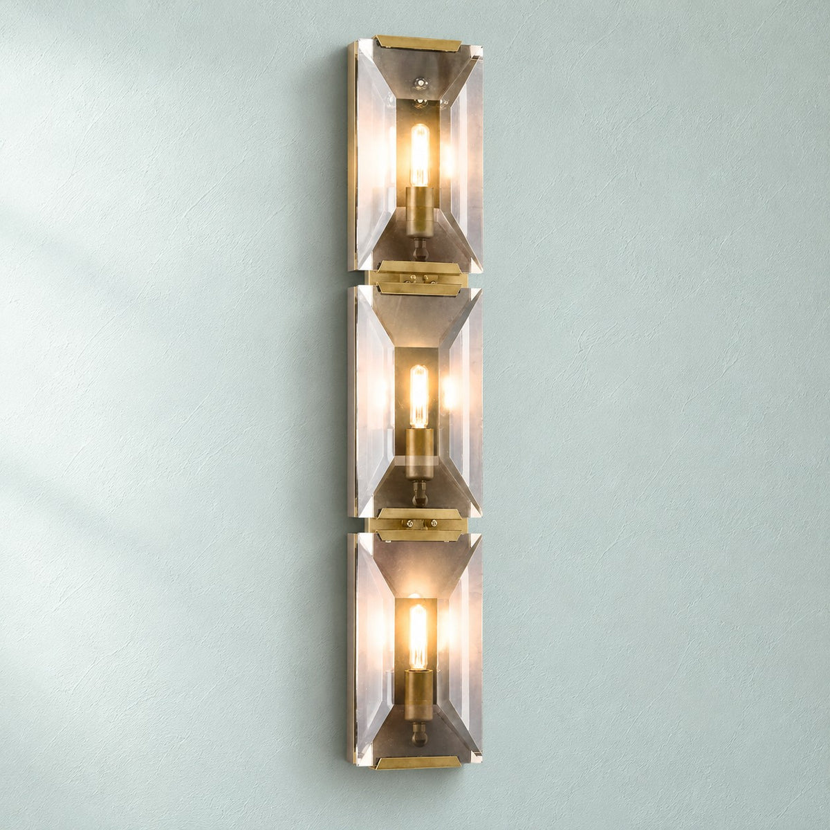 Torvenne Triple Prismatic Crystal Glass Wall Sconce