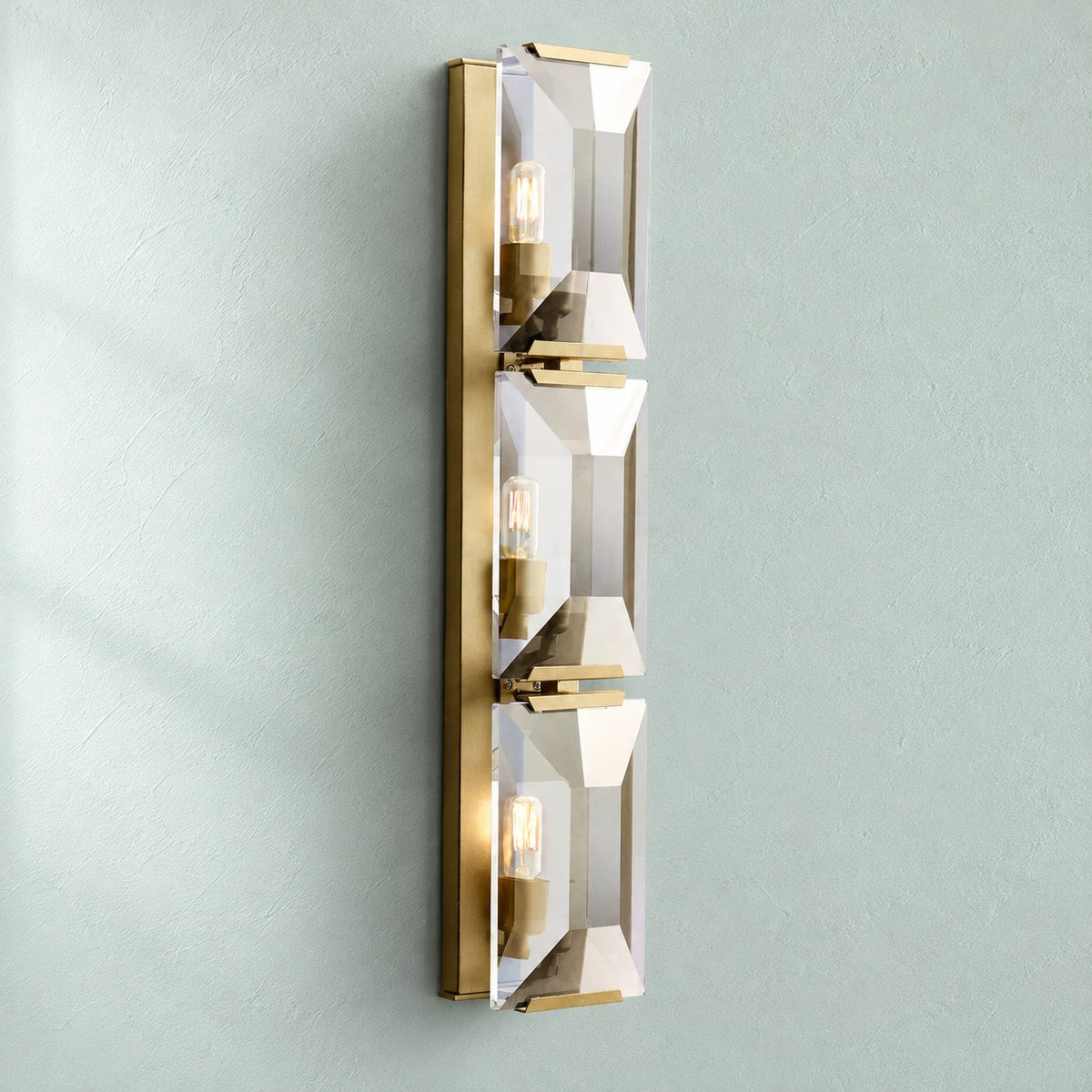 Torvenne Triple Prismatic Crystal Glass Wall Sconce