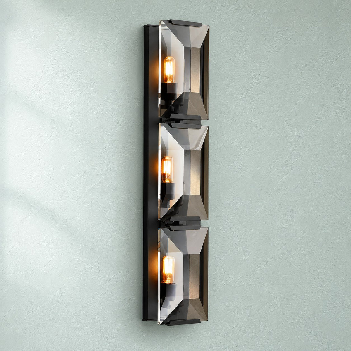 Torvenne Triple Prismatic Crystal Glass Wall Sconce