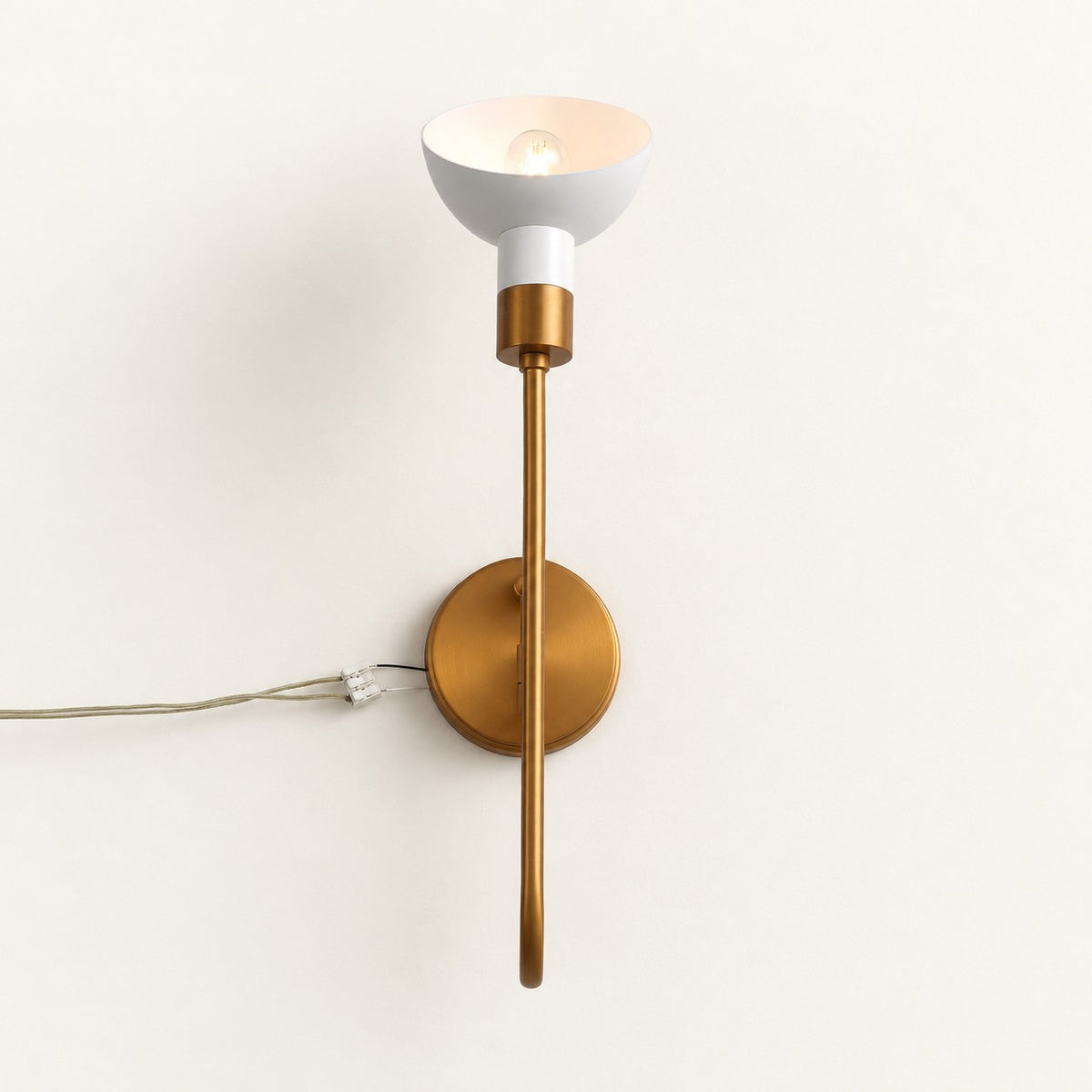 Sculptural White Glass Brass Wall Sconce