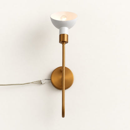 Sculptural White Glass Brass Wall Sconce