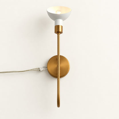 Sculptural White Glass Brass Wall Sconce