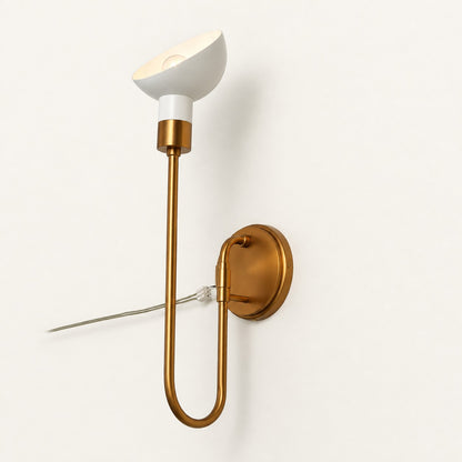 Sculptural White Glass Brass Wall Sconce