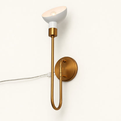 Sculptural White Glass Brass Wall Sconce