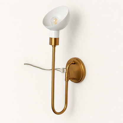 Sculptural White Glass Brass Wall Sconce