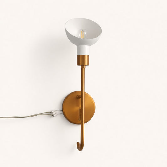 Sculptural White Glass Brass Wall Sconce