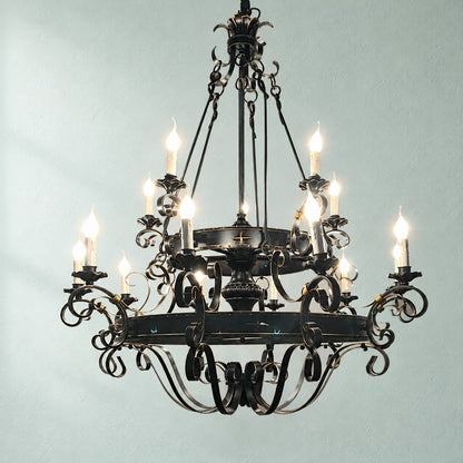 Torvenne Vintage Candle Style Iron Chandelier
